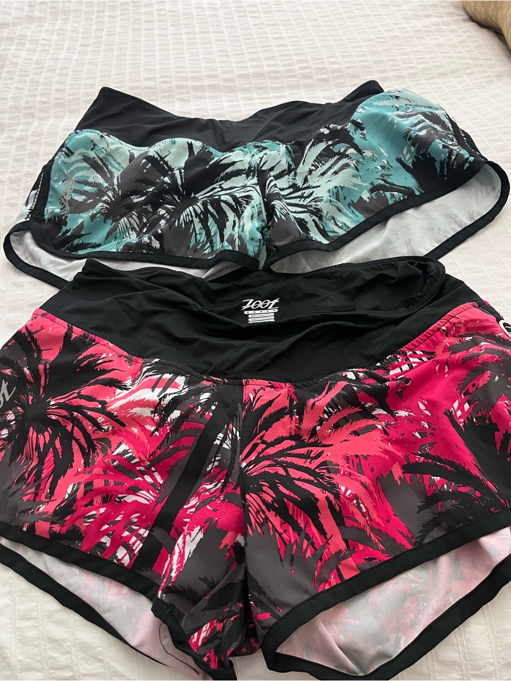 Zoot Palm-Print Running Shorts - Teal & Hot Pink